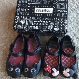 Mini Melissa black Shoes size 7 and 8 toddler